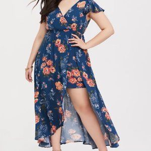 Torrid Teal Floral Walk Through Romper Dress